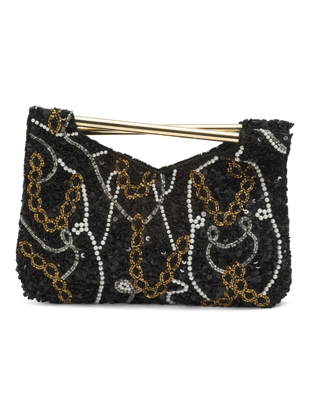 Black Beaded Clutch Handbag